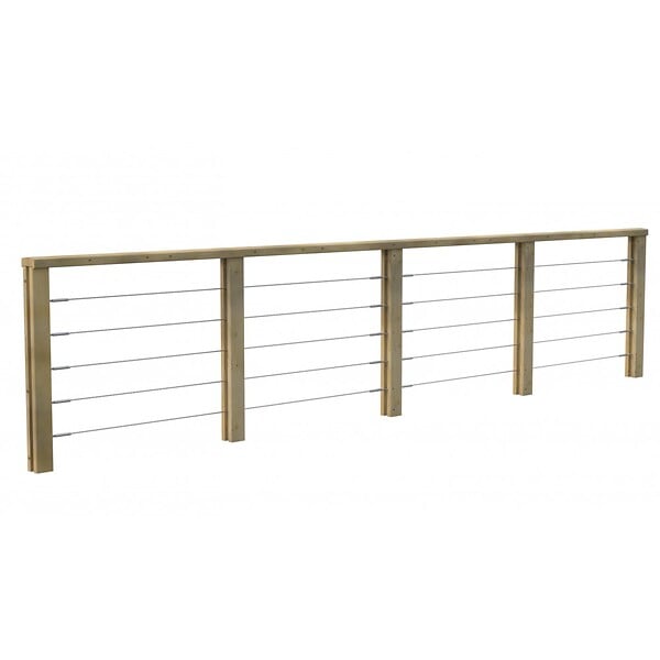 DECKLINEA - Kit Garde-corps Bois 15 marches JERSEY - Longueur = 4,6m - Escalier Extérieur - Rampes Recoupables - Traité Autoclave - Garantie 10 ans - large
