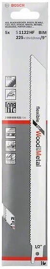 BOSCH - Lot de 5 lames de scie sabre S 1122 HF BOSCH 2608656021 pour bois et métal - large