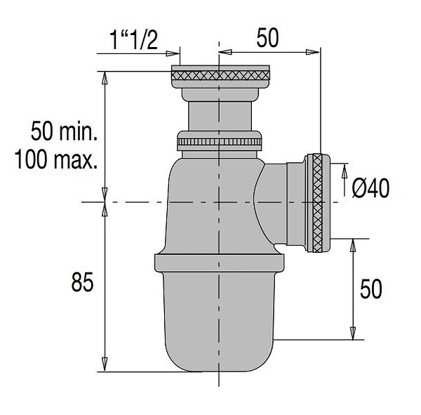 VALENTIN - Siphon evier réglable sortie D40 laiton chromé - VALENTIN - 36720000900 - large