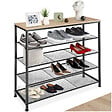 TECTAKE - Étagère à chaussures SHEFFIELD 100x30,5x93cm Bois clair industriel, Chêne Sonoma - vignette