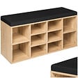 TECTAKE - Meuble à chaussures Banc de rangement avec coussin d'assise 103,5x48x30cm noir/marron chêne clair - vignette