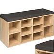 TECTAKE - Meuble à chaussures Banc de rangement avec coussin d'assise 103,5x48x30cm gris foncé/marron chêne clair - vignette