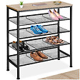 TECTAKE - Étagère à chaussures BOURNEMOUTH 75,5x30,5x85,5cm Bois clair industriel, Chêne Sonoma - vignette
