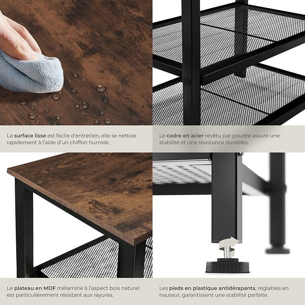 TECTAKE - Étagère à chaussures TAUNTON 80x30x45,5cm Bois foncé industriel, rustique - large