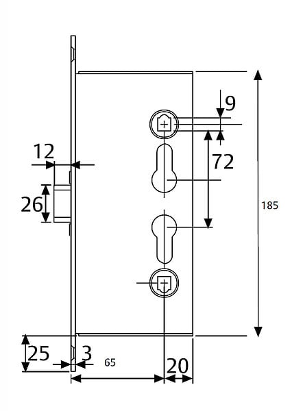 TESA - Serrure d'urgence CF60 à  condamnation sans cylindre - TESA - CF60RSR9ZCE - large