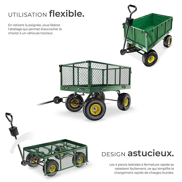 TECTAKE - Chariot de jardin 550 kg vert - large