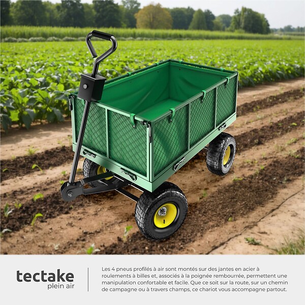 TECTAKE - Chariot de jardin 550 kg vert - large