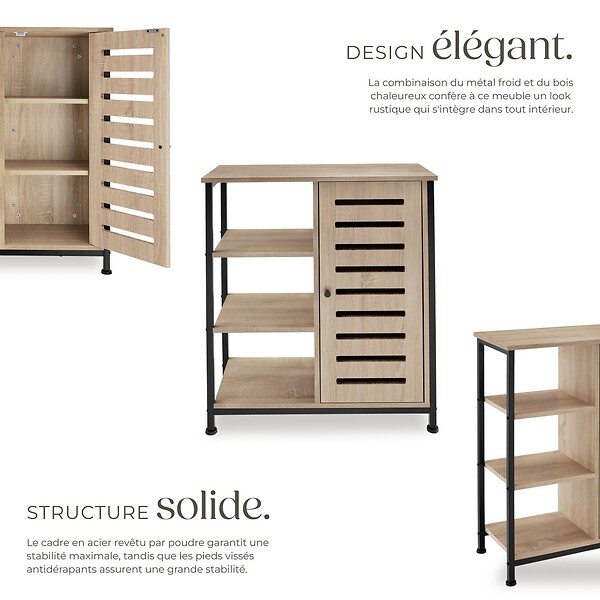 TECTAKE - Buffet 71x32x82cm Bois clair industriel, Chêne Sonoma - large