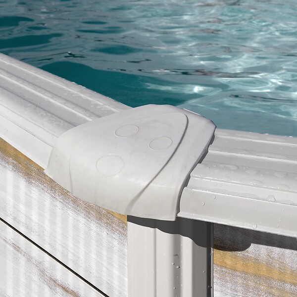 GRE POOLS - Piscine ronde acier Ø4,80m x H: 1,22m -  Imitation bois Nordique - large