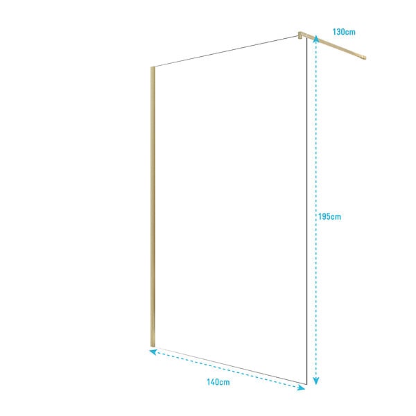AURLANE - Paroi de Douche 140x195 cm en Verre Trempé 5 mm - Finition Or Brossé - GOLD ELEMENTARY - large