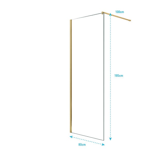 AURLANE - Paroi de Douche 80x195 cm en Verre Trempé 5 mm - Finition Or Brossé - GOLD ELEMENTARY - large