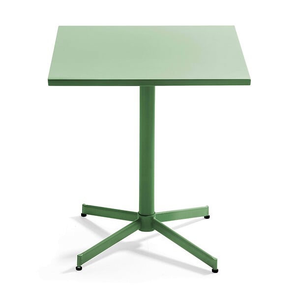 OVIALA - Table de jardin carrée bistro inclinable en acier vert cactus - Palavas - large