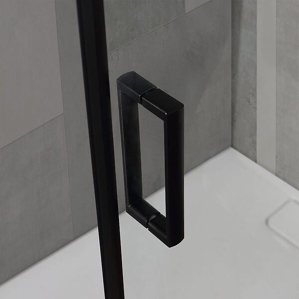 KIAMAMI VALENTINA - Porte De Douche 70X90 H 190 Profile Noir Opaque Cristal Transparent | City - large