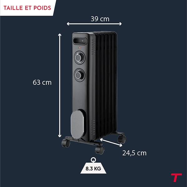 THOMSON - Radiateur mobile bain d'huile THOMSON CALISTA 2000W noir - large