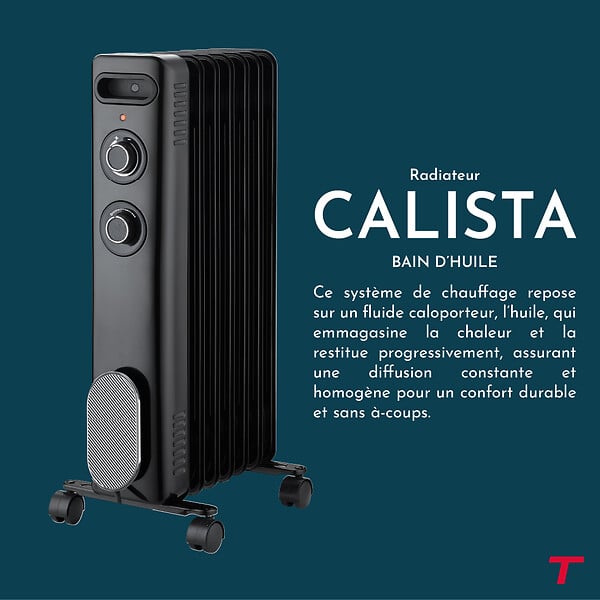THOMSON - Radiateur mobile bain d'huile THOMSON CALISTA 2000W noir - large