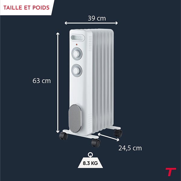 THOMSON - Radiateur mobile bain d'huile THOMSON CALISTA 2000W blanc - large