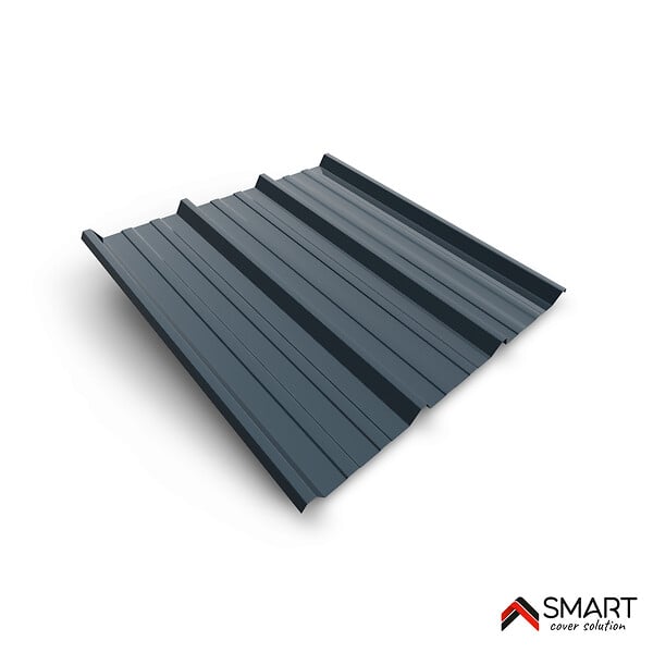 BRAVO THE SMART SOLUTION - Tôle bac acier - Toiture - Couverture - plaque TR45 Coloris Gris Bleu RAL 5008 Dimensions 2000x1050x0.63mm - large