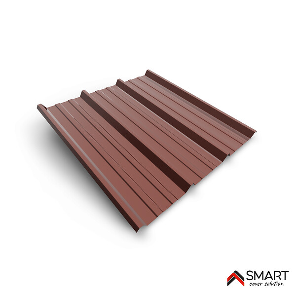 BRAVO THE SMART SOLUTION - Tôle bac acier - Toiture - Couverture - plaque TR45 Coloris Brun Rouge Terracotta RAL 8012 Dimensions 2000x1050x0.63mm - large