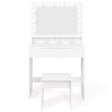 ID MARKET - Coiffeuse ZELIA miroir LED avec 4 niches, 1 tiroir et tabouret - vignette