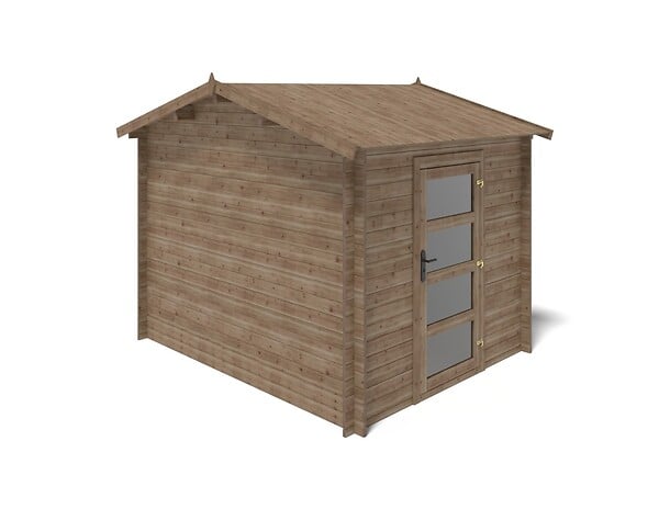 ALTANKA - Abri de jardin en bois - 7.5m2 - 2.5x3m - Traité - Ep. 28mm - Couleur: marron - DOM675 - large