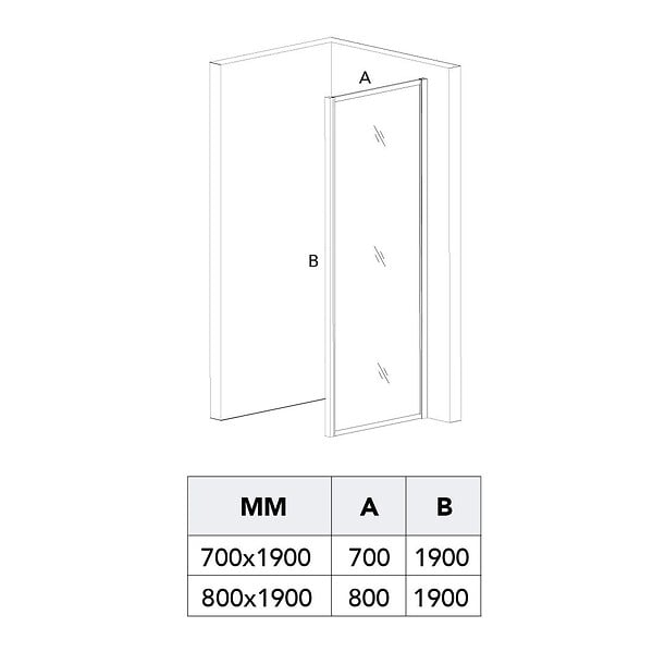 KIAMAMI VALENTINA - Porte De Douche En Niche De 110 Cm + Côté Fixe De 80 Cm H: 190 Cm Avec Verre Trempé Transparent 6 Mm | City - large