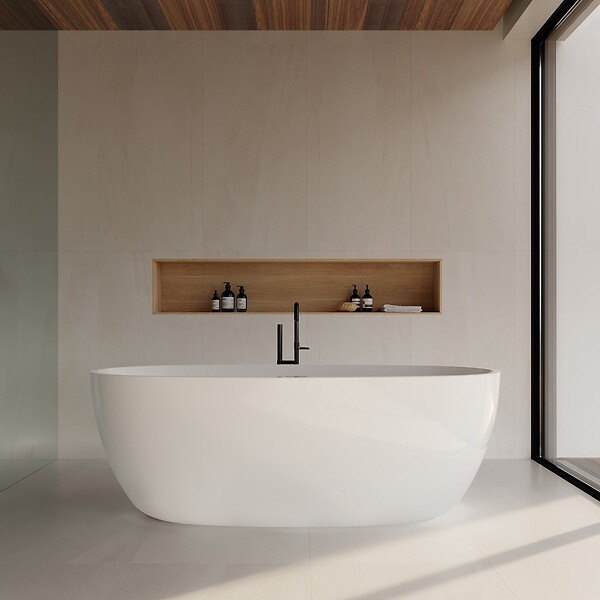 STANO - Baignoire îlot design ovale DENVER blanche 150 cm - large