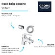 GROHE - Pack mitigeur mécanique bain douche Start + Flexible douche VitalioFlex Comfort 1750 + Support mural - vignette