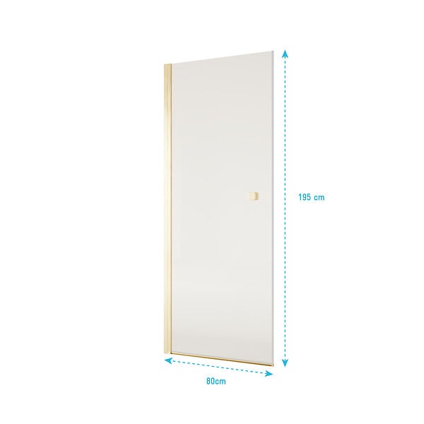 AURLANE - Porte de Douche Pivotante 80x195cm - Verre Trempe 8mm Anticalcaire - Alu Or Brosse - GOLD ELEMENTARY - large