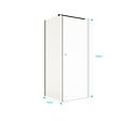 AURLANE - Paroi de retour 90x180 cm pour Porte de Douche - Verre Trempe 5mm - Finition Noire - DARK ELEMENTARY - vignette
