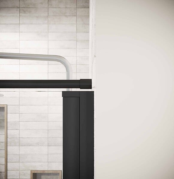 AURLANE - Paroi de retour 90x180 cm pour Porte de Douche - Verre Trempe 5mm - Finition Noire - DARK ELEMENTARY - large