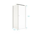 AURLANE - Retour pour Porte de Douche 90x195cm Verre Trempe 8mm Anticalcaire - Alu Noir - DARK ELEMENTARY - vignette
