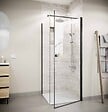 AURLANE - Paroi de retour 80x180 cm pour Porte de Douche - Verre Trempe 5mm - Finition Noire - DARK ELEMENTARY - vignette