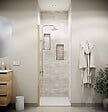 AURLANE - Porte de Douche Pivotante 90x180 cm en Verre Trempe 5 mm - Finition Or Brosse - GOLD ELEMENTARY - vignette