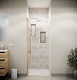 AURLANE - Porte de Douche Pivotante 90x180 cm en Verre Trempe 5 mm - Finition Or Brosse - GOLD ELEMENTARY - vignette