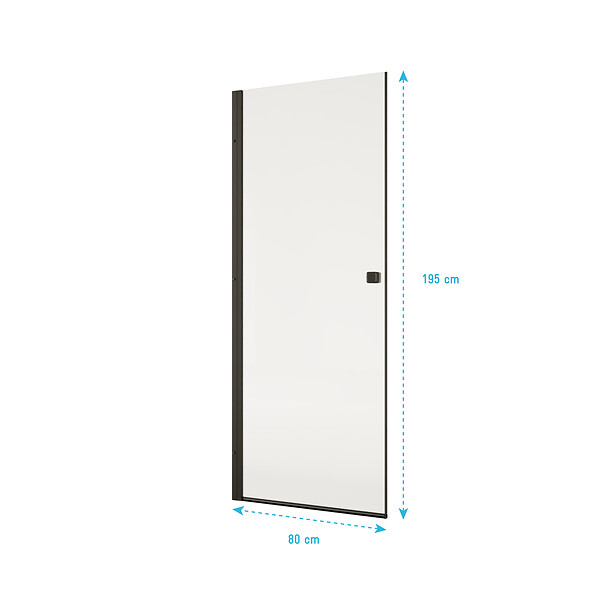 AURLANE - Porte de Douche Pivotante 80x195cm - Verre Trempe 8mm Anticalcaire - Alu Noir - DARK ELEMENTARY - large