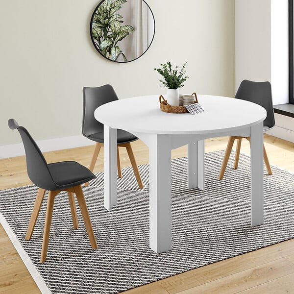 ID MARKET - Table à manger extensible ronde DONA 4-8 personnes blanc 110-150 cm - large