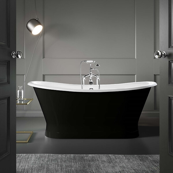 ROGIER & MOTHES - Baignoire îlot sur socle en fonte émaillée COVENTRY Blanche 173 cm Peinture blanche - large