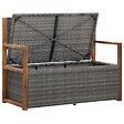VIDAXL - vidaXL Banc de rangement 115 cm Résine tressée et bois d'acacia Gris - vignette