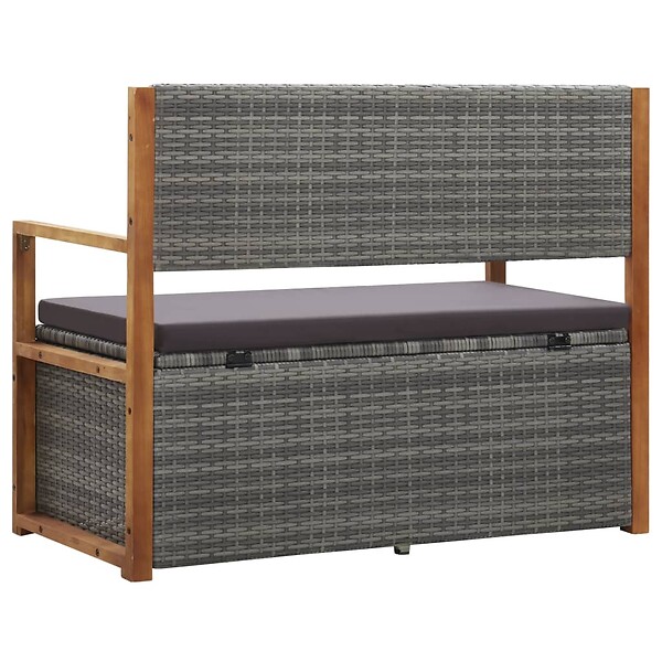 VIDAXL - vidaXL Banc de rangement 115 cm Résine tressée et bois d'acacia Gris - large