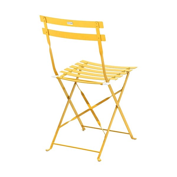 OVIALA - Lot de 2 chaises pliantes en acier jaune - Rome - large