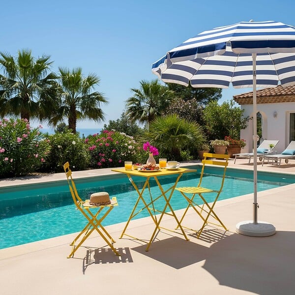OVIALA - Lot de 2 chaises pliantes en acier jaune - Rome - large