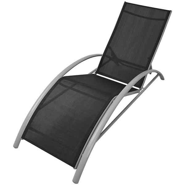 VIDAXL - vidaXL Chaises longues avec table Aluminium Noir - large