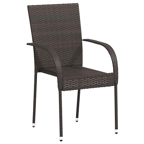 VIDAXL - vidaXL Chaises empilables d'extérieur lot de 2 Résine tressée Marron - large