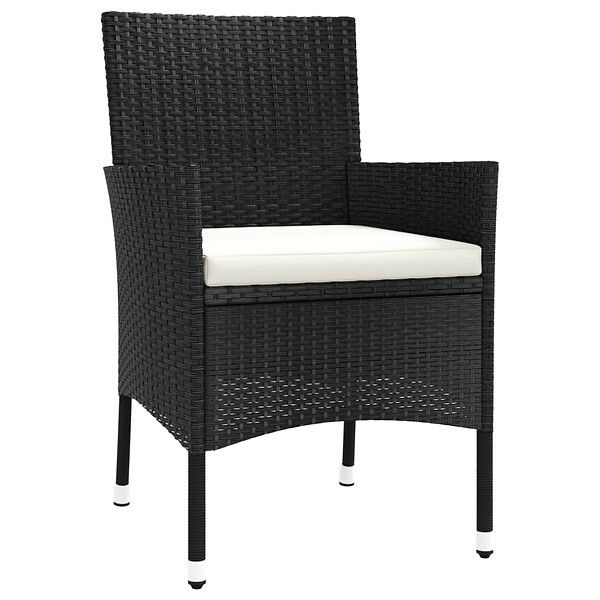 VIDAXL - vidaXL Chaises de jardin avec coussins lot de 4 Résine tressée Noir - large