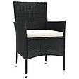 VIDAXL - vidaXL Chaises de jardin avec coussins lot de 4 Résine tressée Noir - vignette