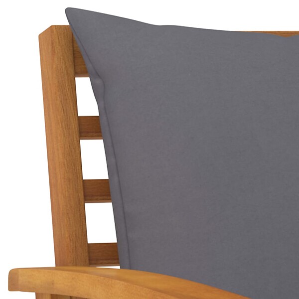 VIDAXL - vidaXL Chaises de jardin lot de 2 avec coussin gris foncé Bois acacia - large