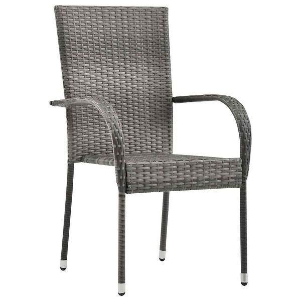 VIDAXL - vidaXL Chaises empilables d'extérieur lot de 6 Gris Résine tressée - large
