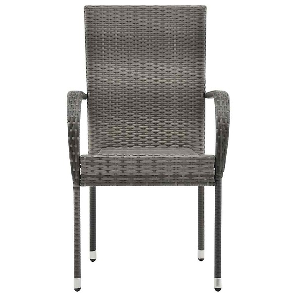 VIDAXL - vidaXL Chaises empilables d'extérieur lot de 6 Gris Résine tressée - large