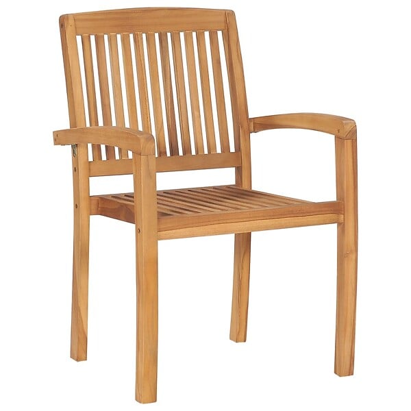 VIDAXL - vidaXL Chaises empilables à manger de jardin lot de 2 Bois teck solide - large