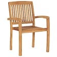 VIDAXL - vidaXL Chaises empilables à manger de jardin lot de 2 Bois teck solide - vignette